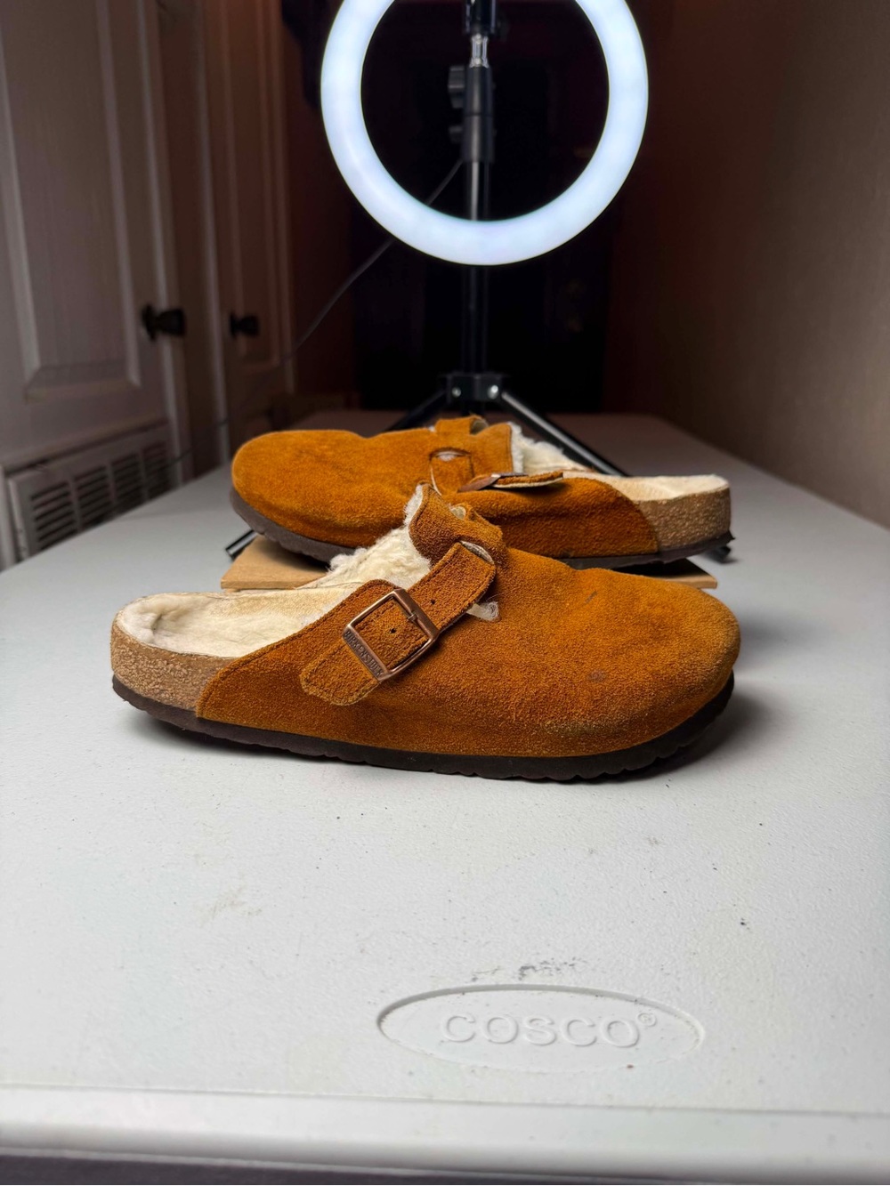 Birkenstock Boston Shearling Suede Leather Mink Women's Clog Sz 40 / US 9